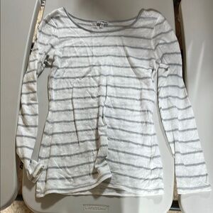Express White and Gray Striped Top